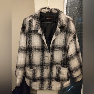 AMBIANCE BLACK & GREY PLAID WINTER JACKET, WOMEN'S